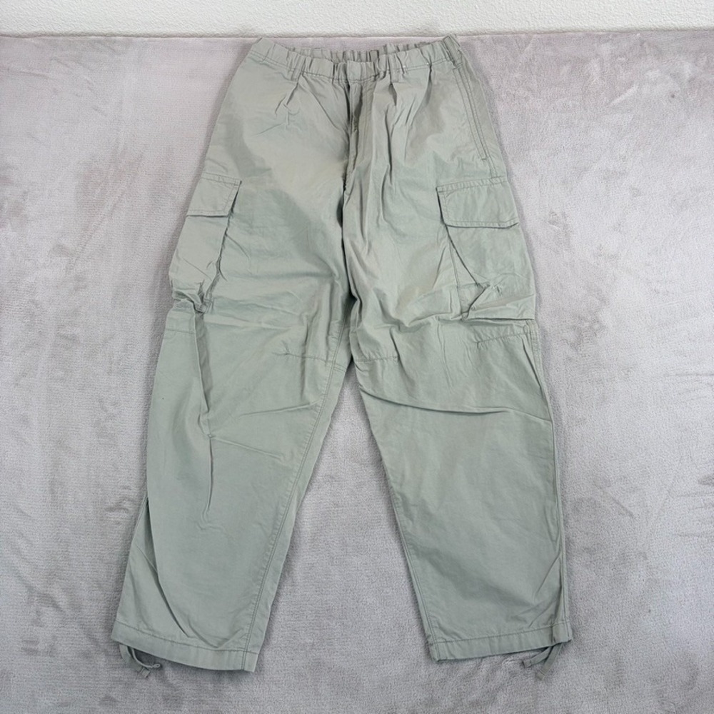 Uniqlo Baggy Cargo Pants Men Medium Grey Y2K Streetwear Utility Elastic Waist